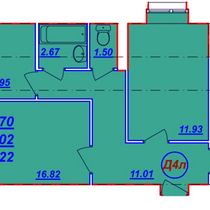 2-6 этажи. План трехкомнатной квартиры. Вариант 1