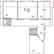 8 этаж. План трехкомнатной квартиры. Вариант 1