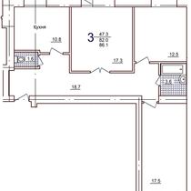 2-3 этажи. План трехкомнатной квартиры. Вариант 2