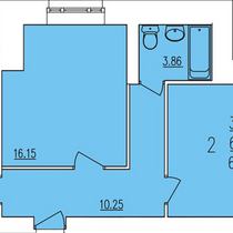 7-10 этажи. План двухкомнатной квартиры. Вариант 4