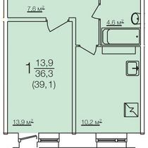 Типовой этаж. План однокомнатной квартиры. Вариант 8