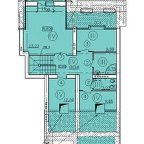 Третий этаж. План шестикомнатной квартиры, третий этаж, второй уровень. Вариант 1