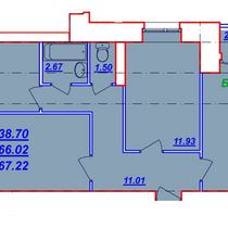 1 этаж. План трехкомнатной квартиры. Вариант 1