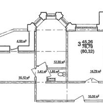 1 этаж. План трехкомнатной квартиры. Вариант 3