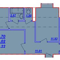 2-6 этажи. План трехкомнатной квартиры. Вариант 1