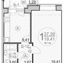 2 этаж. План однокомнатной квартиры. Вариант 7