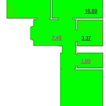 2-6 этажи. План двухкомнатной квартиры. Вариант 1