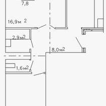 1 этаж. План двухкомнатной квартиры. Вариант 3