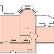 Типовой этаж. План трехкомнатной квартиры. Вариант 4